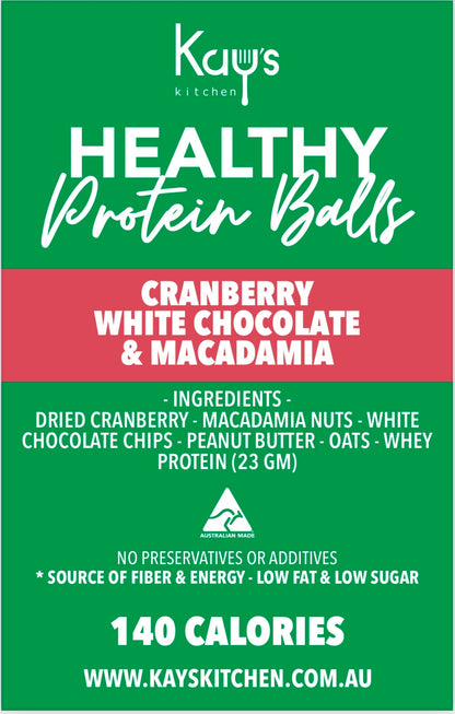 Cranberry, White Chocolate & Macadamia protein balls